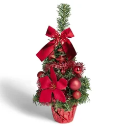 Sapin décor rouge H36cm