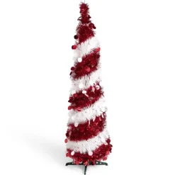 Sapin de Noël artificiel POP UP rouge et blanc Ø30xH120cm