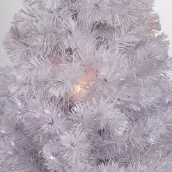 Sapin de Noël blanc fibre optique 150 cm 24 led couleurs changeantes