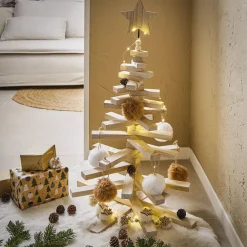 Sapin de Noël en bois amovible gris 48xH71cm