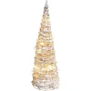 Sapin de Noël lumineux rotin effet givre 10LED blanc chaud Ø13xH30cm
