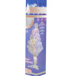 Sapin Noël blanc fibre optique multicolore H60 cm