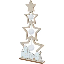 Sapin étoile en bois à poser décor chalet blanc H75cm