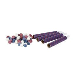 Sarbacane rayée bleu et rose x4 et ses 60 boules assorties