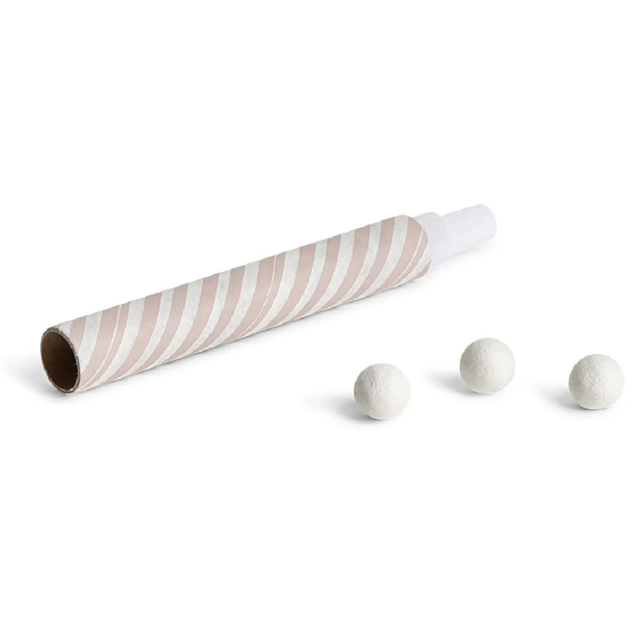 Sarbacane rayée rose et blanche x 4 et ses 60 boules blanches