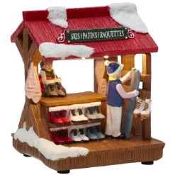 Scène de Noël lumineuse 3 LED stand de ski patin raquette