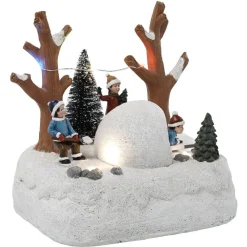 Scène lumineuse déco enfants dans la neige