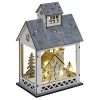 Scène lumineuse maison de Noël en bois 8LED blanc chaud 16,5x12xH24,5cm