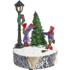 Scène village de Noël avec lanterne lumineuse