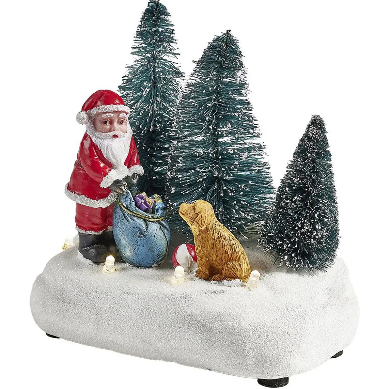 Scénette lumineuse Père-Noël avec cadeaux Village de Noël