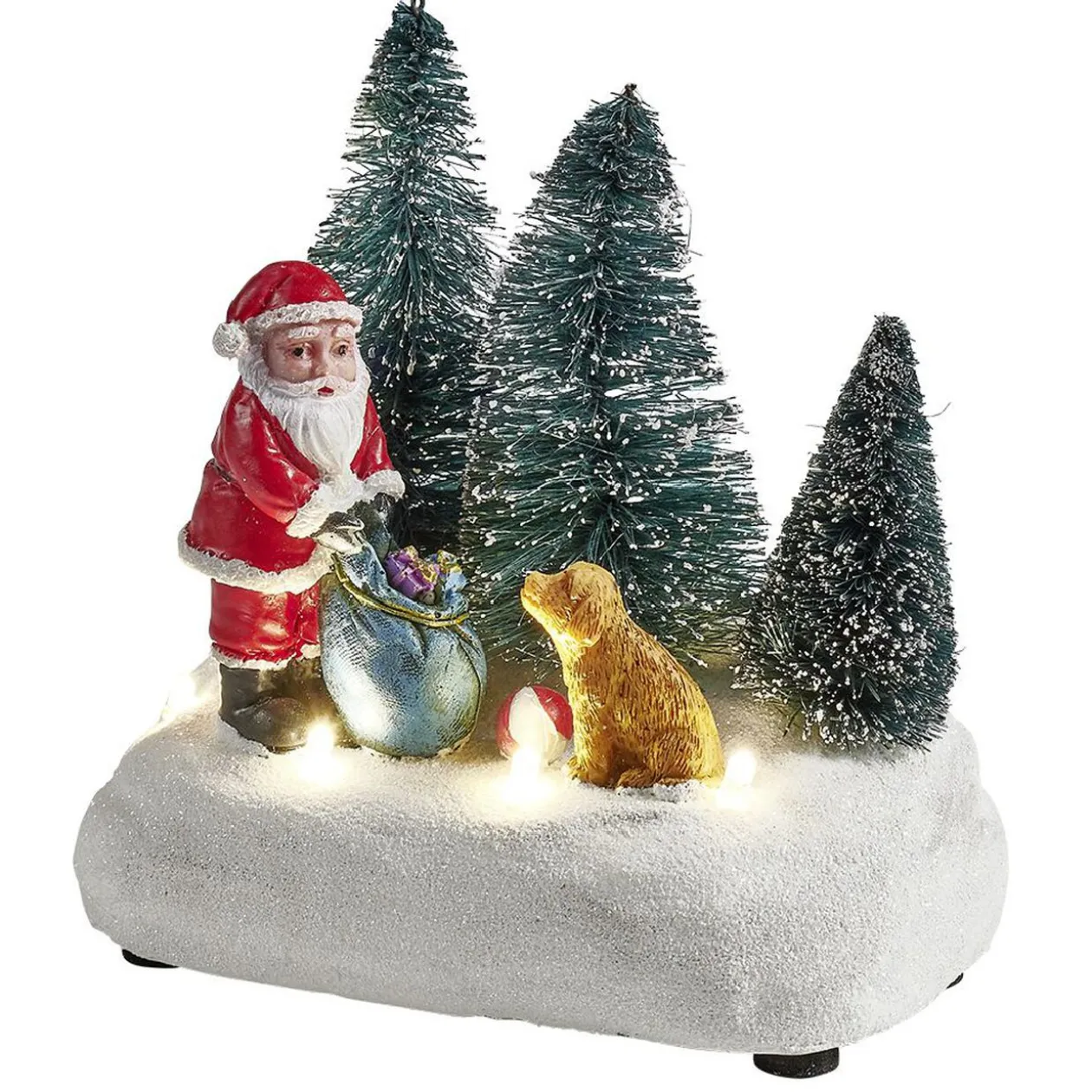 Scénette lumineuse Père-Noël avec cadeaux Village de Noël