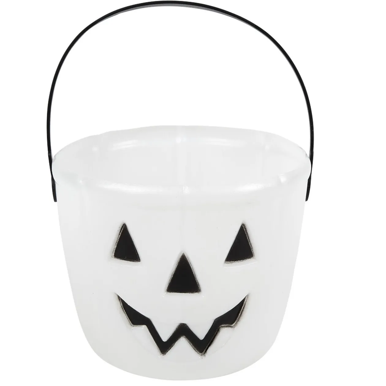 Seau à bonbons Halloween design citrouille phosphorescent blanc