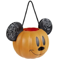 Seau à bonbons Halloween Disney Mickey orange et noir 26x18xH16cm