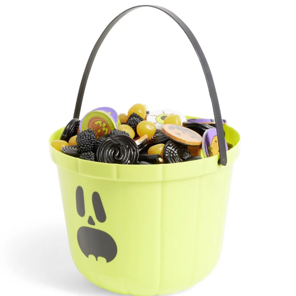 Seau à bonbons Halloween imprimé citrouille blanc et noir