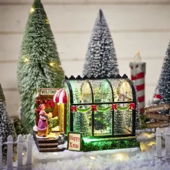 Serre lumineuse sapins de Noël 16x10x11,5cm