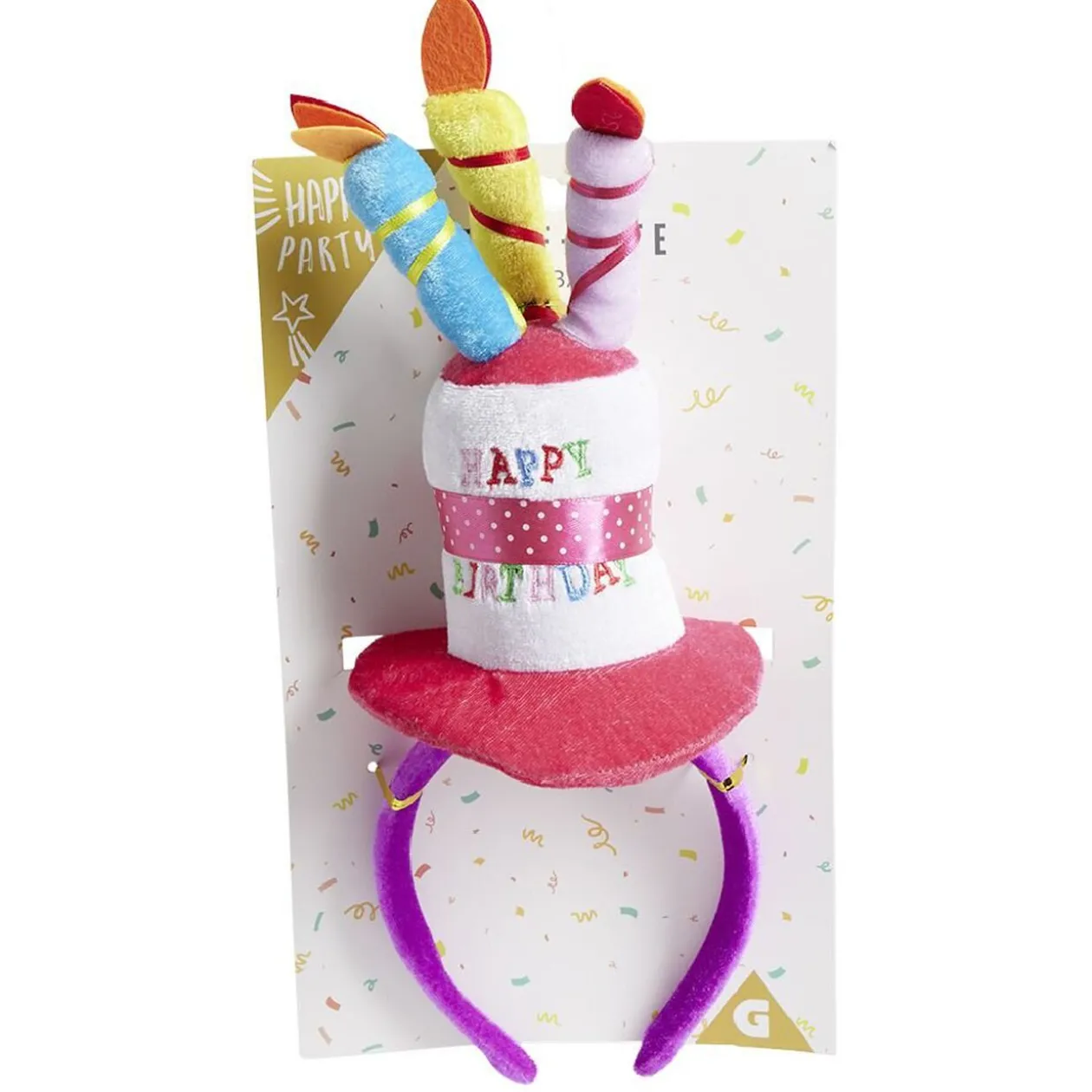 Serre-tête anniversaire chapeau Happy Birthday multicolore