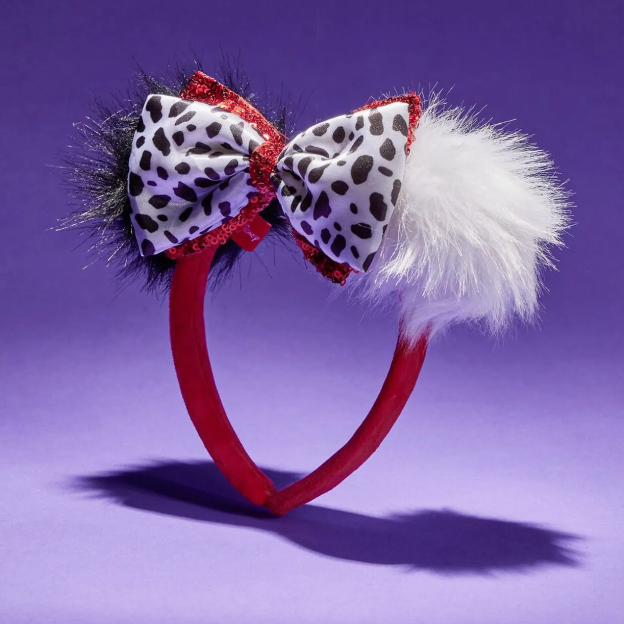 Serre-tête Disney Cruella adulte rouge noir blanc 18x18cm