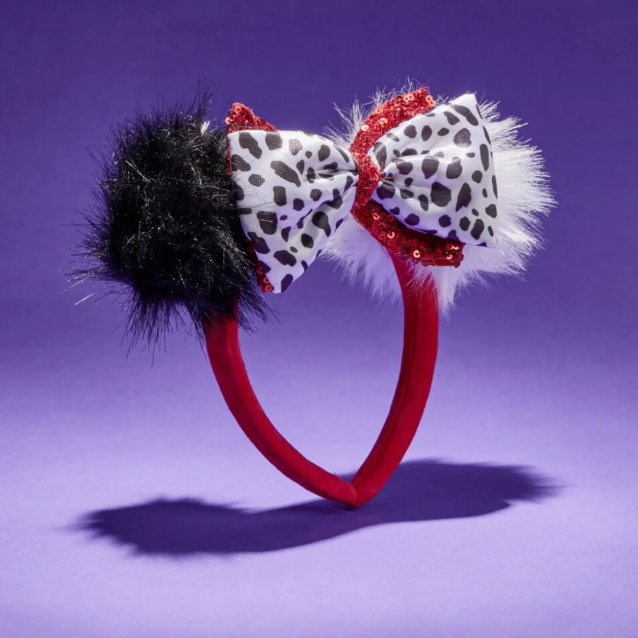 Serre-tête Disney Cruella adulte rouge noir blanc 18x18cm