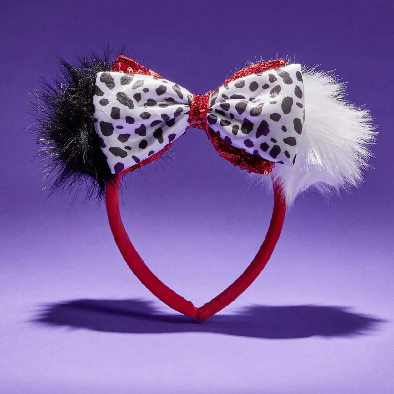 Serre-tête Disney Cruella adulte rouge noir blanc 18x18cm