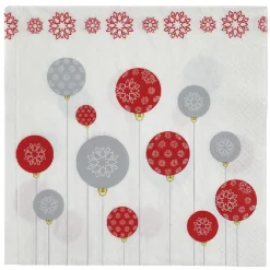 Serviette boules de Noël blanche et rouge x20