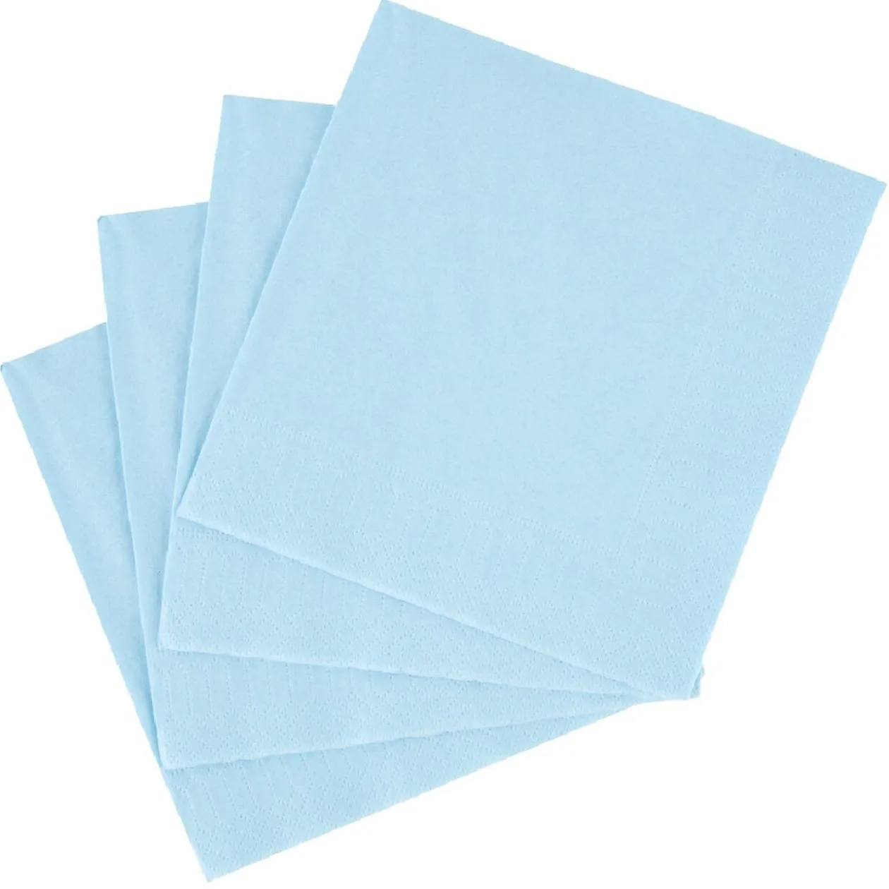 Serviette carré unie bleu clair 2 plis en papier x50