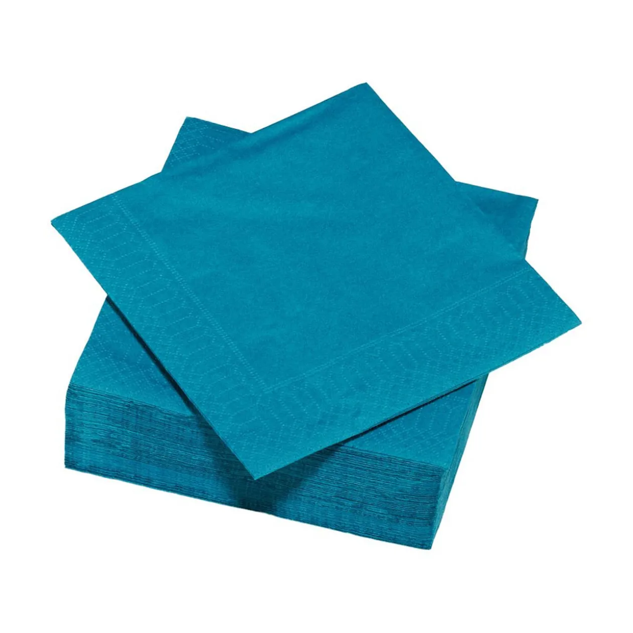 Serviette carré unie bleu canard 2 plis en papier x50