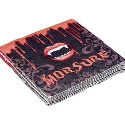 Serviette carrée en papier Halloween déco morsure noir et rouge x20