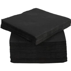 Serviette cocktail carrée noire Tex Touch 2 plis en papier x40