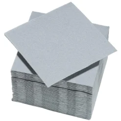 Serviette cocktail carrée gris clair 2 plis en papier x40