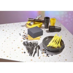 Serviette cocktail jetable 2 plis jaune canari x40