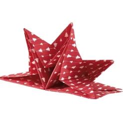 Serviette de Noël pré pliée rouge motif sapin x 12