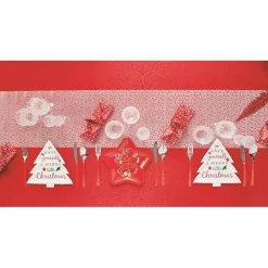 Serviette de Noël pré pliée rouge motif sapin x 12