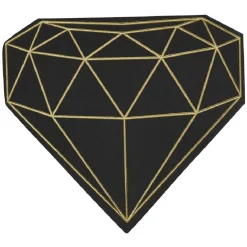 Serviette de table forme diamant noire décor doré x10