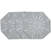 Serviette de table hexagonale argentée décor blanc x10