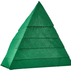 Serviette de table pré-pliée forme sapin verte x10