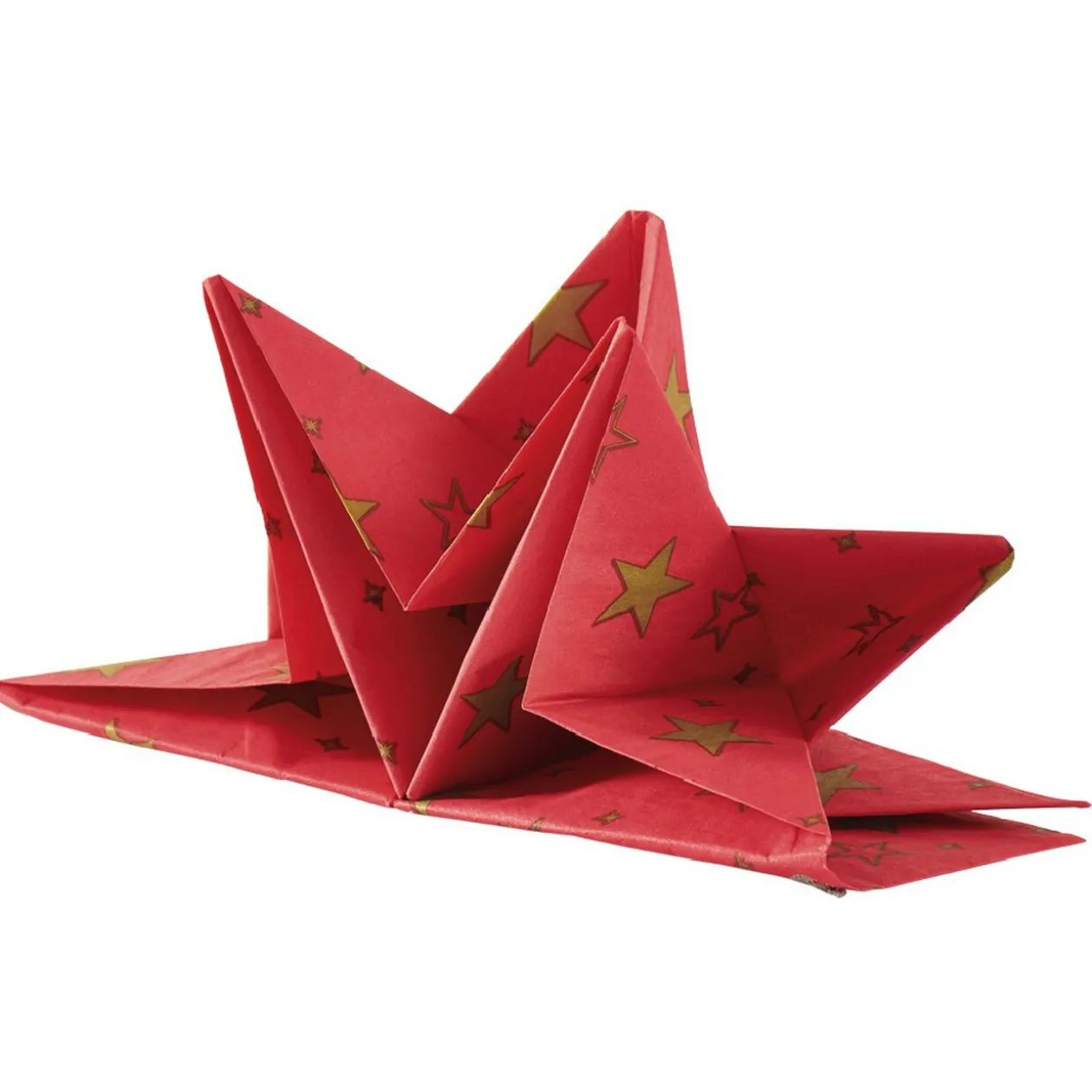Serviette de table pré-pliée rouge étoiles dorées x12