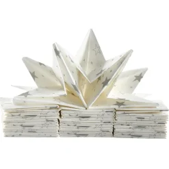Serviette de table pré-pliée blanche étoiles argentées x12