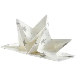 Serviette de table pré-pliée blanche étoiles argentées x12
