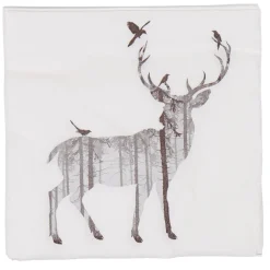 Serviette en papier blanc design renne gris x20