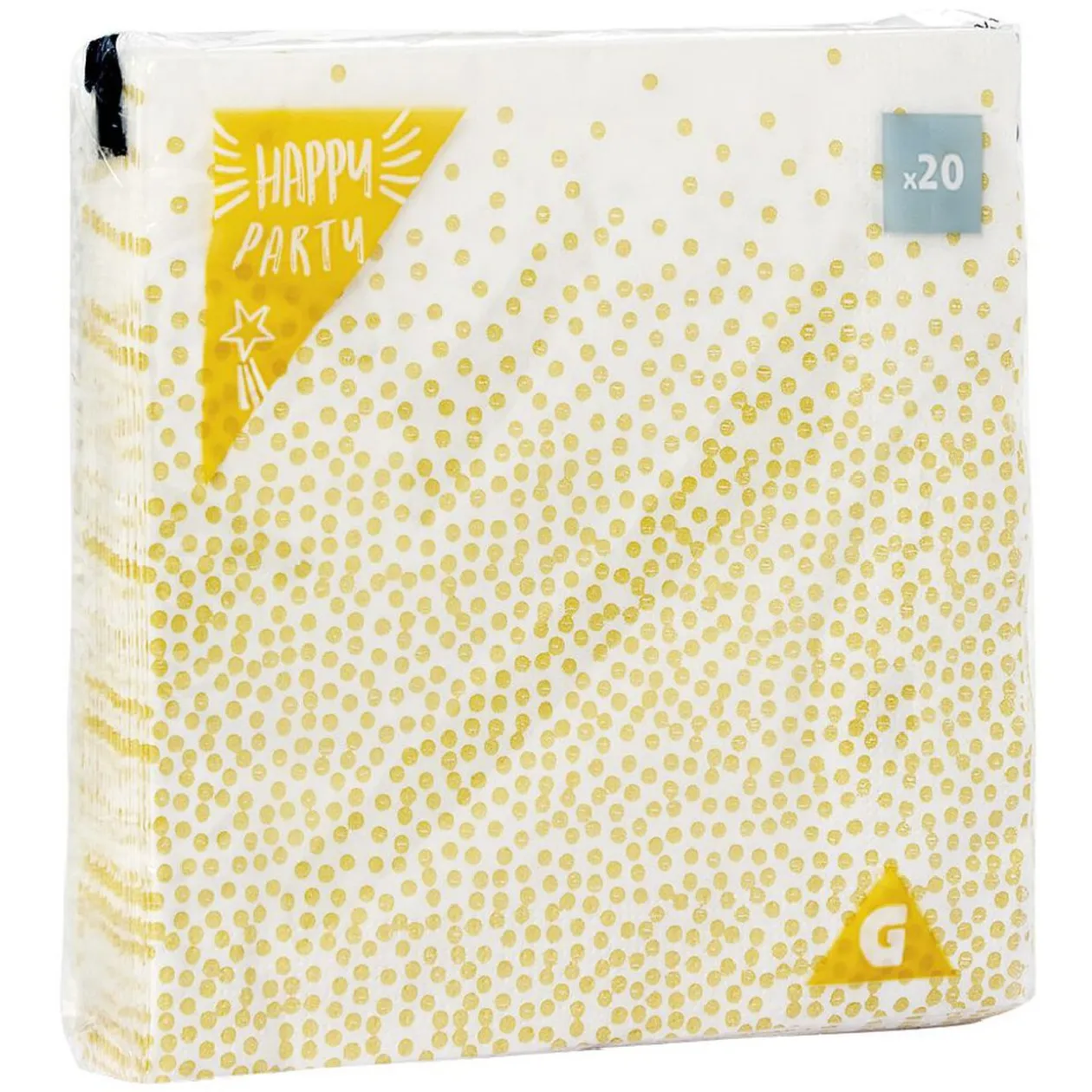 Serviette en papier blanc motif pois doré x20