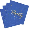 Serviette en papier bleu et étoile doré x 16