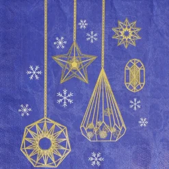 Serviette en papier bleu motif doré x20