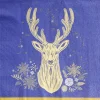Serviette en papier bleu motif cerf doré x20