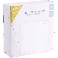 Serviette en papier carré uni blanc x100
