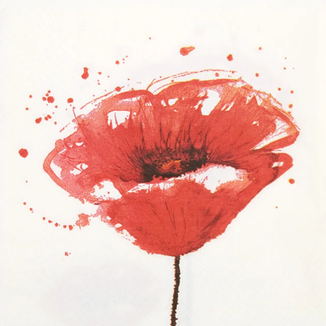 Serviette en papier design pavot rouge x20