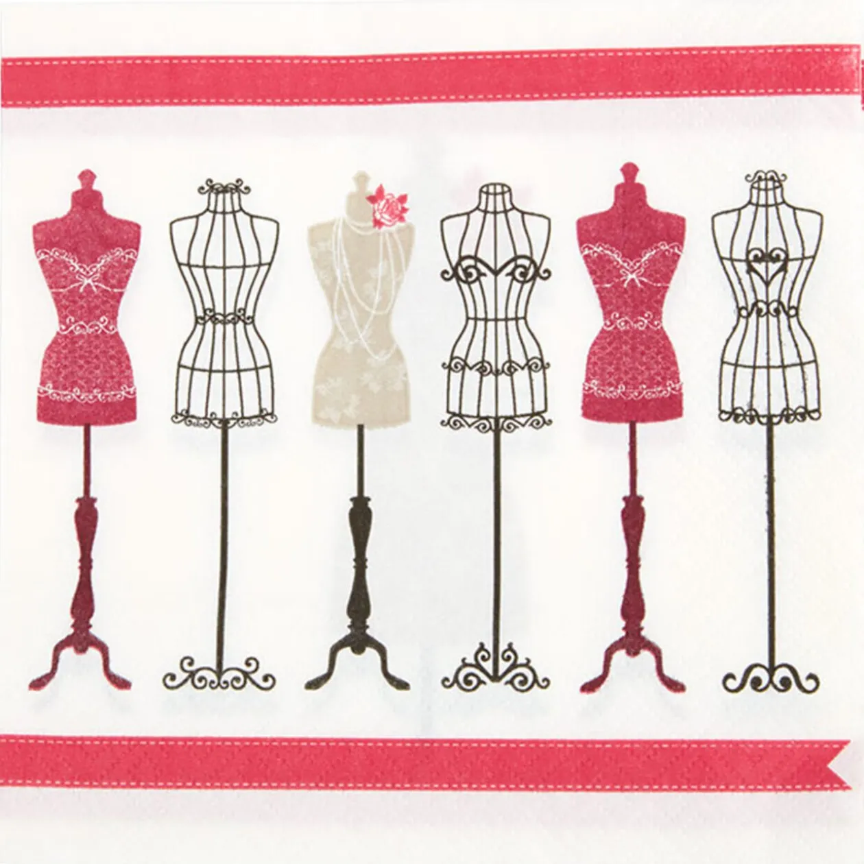 Serviette en papier design bustes mannequin x20