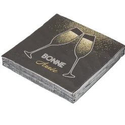 Serviette en papier design bonne année noir et or x20