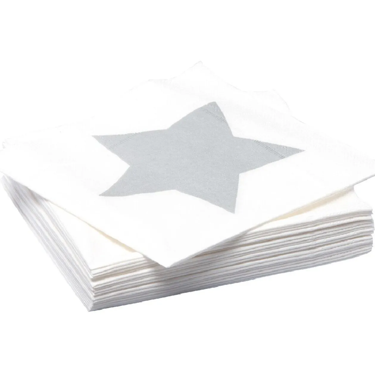 Serviette en papier imprimé étoile gris argent x20