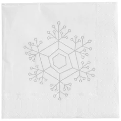 Serviette en papier imprimé flocons gris argent x20