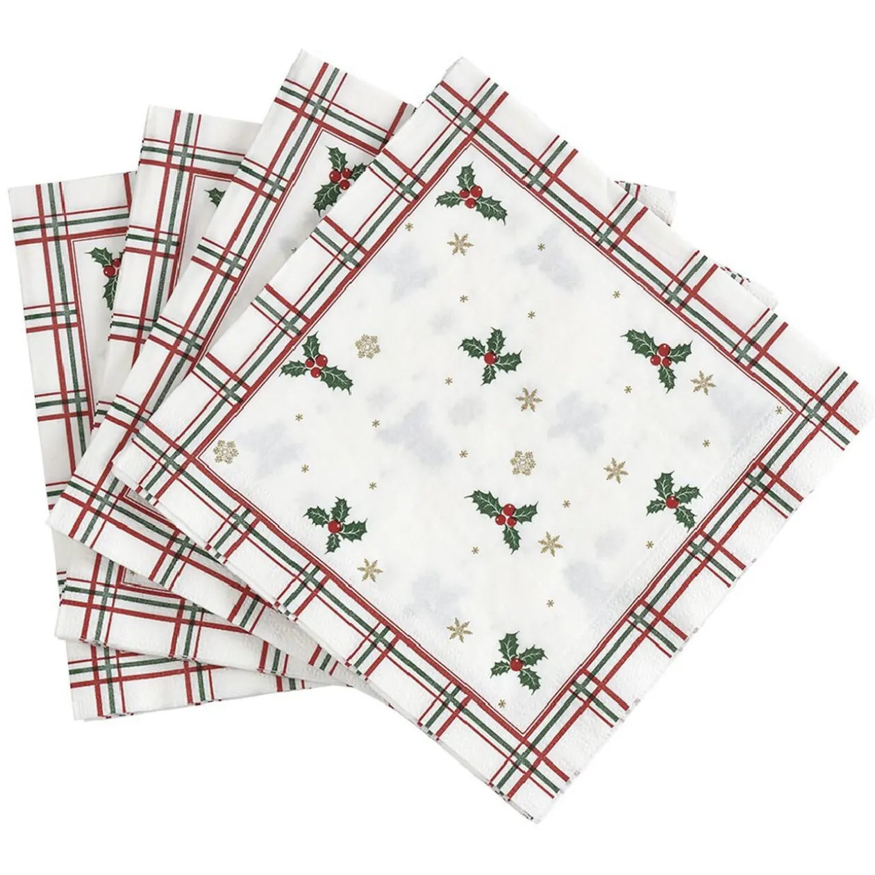 Serviette en papier imprimé Noël torchon feuille de houx x20